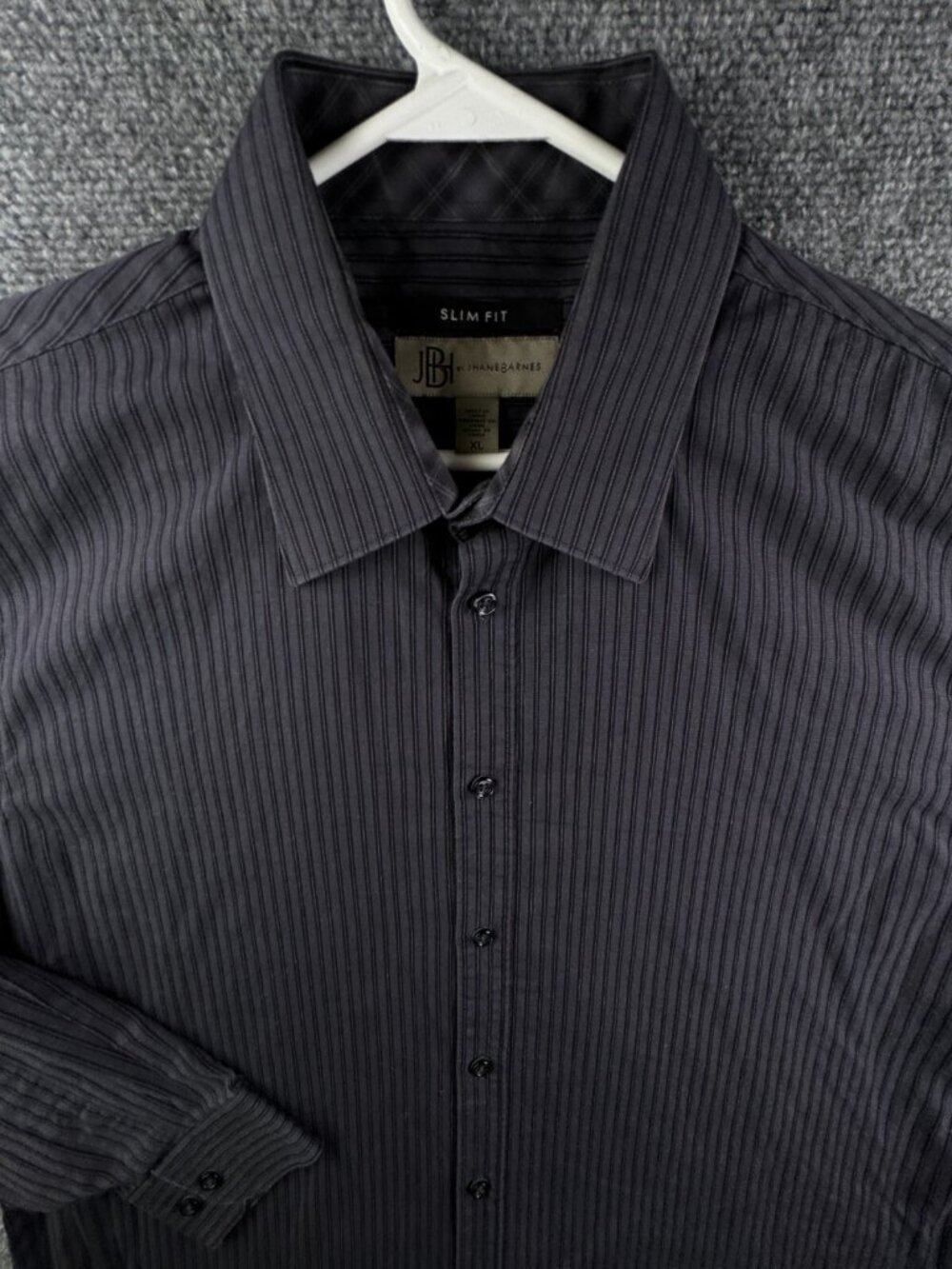 Jhane Barnes Slim Fit XL Long Sleeve Button Up Shirt Striped Cotton JBH Dark
